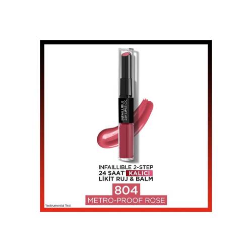 L'Oreal Paris İnfaillable Lipstick 2 Steps - 804 Metro Proo - 1