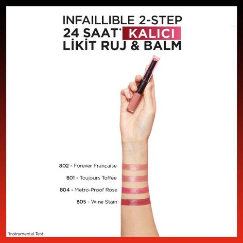 L'Oreal Paris İnfaillable Lipstick 2 Steps - 804 Metro Proo - 6