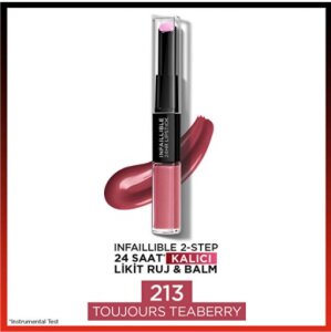 L'Oreal Paris Infaillable 2 Step 24 Saat kalıcı Likit Ruj & Balm - 213 Toujours Teaberry