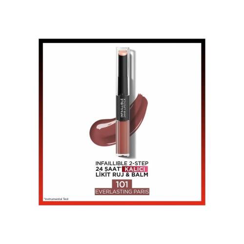 L'Oreal Paris Infaillible 2-Step 24 Saat Kalıcı Likit Ruj & Balm - 101 Everlasting Paris - 2