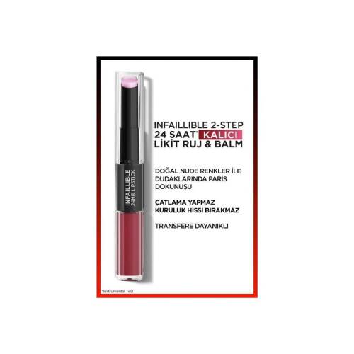 L'Oreal Paris Infaillible 2-Step 24 Saat Kalıcı Likit Ruj & Balm - 302 Rose Eternite - 2