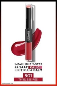 Loreal Paris Infaillible 2 Step 24 Saat Kalıcı Likit Ruj & Balm - 501 Timeless Red