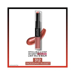 Loreal Paris Infaillable 2 Step 24 Saat Kalıcı Likit Ruj & Balm- 312 Incessant Russet