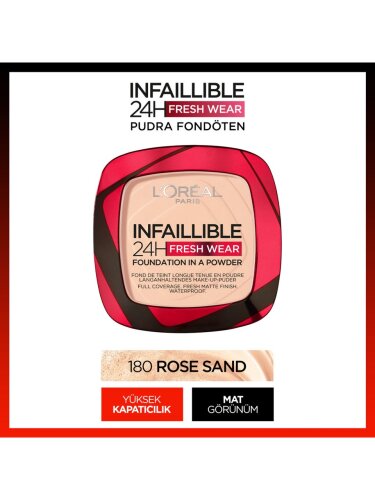 Loreal Paris Infaillible 24H Fresh Wear Pudra Fondöten - 180 Rose Sand - 1