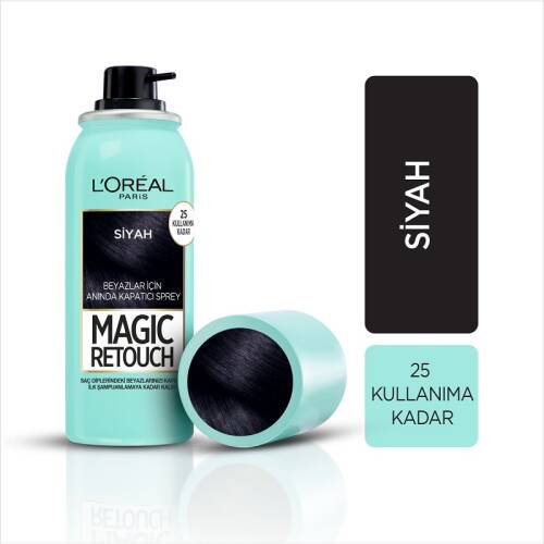 L'Oreal Paris Magic Retouch 1 Beyaz Kapatıcı Saç Spreyi - Siyah - 1