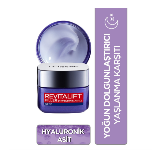 L'Oreal Paris Revitalift Filler Hyaluronik Asit Yoğun Dolgunlaştırıcı Yaşlanma Karşıtı Gece Kremi 50 ml - 1