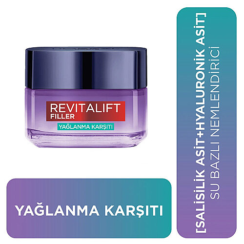 Loreal Paris Revitalift Filler Yağlanma Karşıtı Su Bazlı Nemlendirici Jel Krem Salisilik Asit & Hyaluronik Asit 50 ml - 2