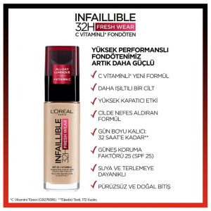 L'Oreal Paris Uzun Süre Kalıcı Fondöten - Infaillible 24h Fresh Wear 130 True Beige 30 ml - 2