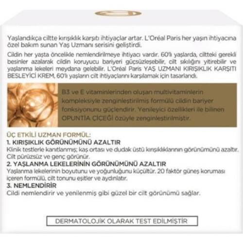 L'Oreal Paris Yaş Uzmanı Kırışık Karşıtı Besleyici Gündüz Kremi 60+ 50 ml - 4