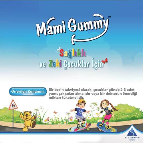 Mami Gummy Kalsiyum ve D Vitamini 60 Adet Çiğnenebilir Gummy Jel Çilek Aromalı - 4