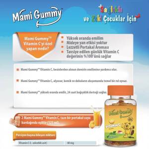 Mami Gummy C Vitamini 60 Adet Çiğnenebilir Gummy Jel Portakal Aromalı - 3