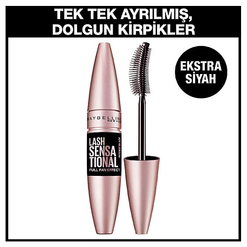 Maybelline New York Lash Sensational Yelpaze Etkili Intense Black Mascara - Ekstra Siyah - 2