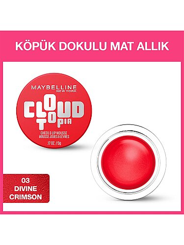 Maybelline New York Cloudtopia Köpük Dokulu Mat Allık 03 Divine Crimson - 2