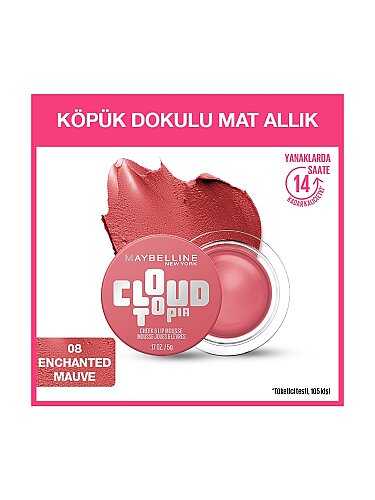 Maybelline New York Cloudtopia Köpük Dokulu Mat Allık - 08 Enchanted Mauve - 1