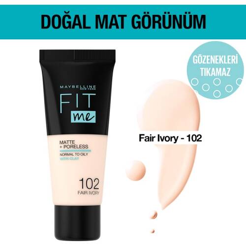 Maybelline New York Fit Me Matte + Poreless Fondöten 102 - 1