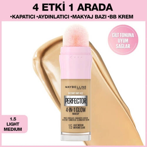 Maybelline New York Instant Perfector Glow 4 Etki 1 Arada Fondöten- 1.5 Light Medium - 1