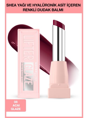 Maybelline New York Lifter Glaze Shea Yağı ve Hyalüronik Asit İçeren Renkli Dudak Balmı - 08 Acai Glaze - 1