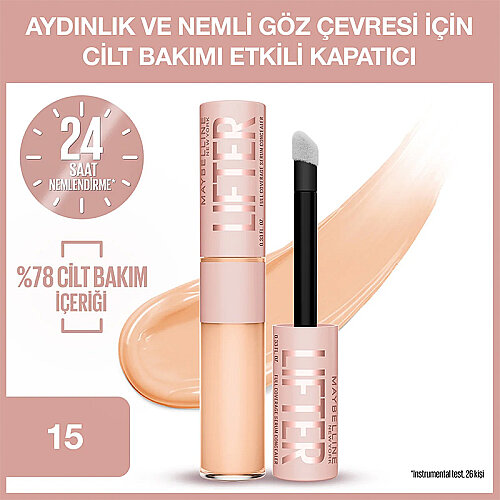 Maybelline New York Lifter Kafein ve Peptitler İçeren Nemlendiren ve Aydınlatan Kapatıcı 15  - 1