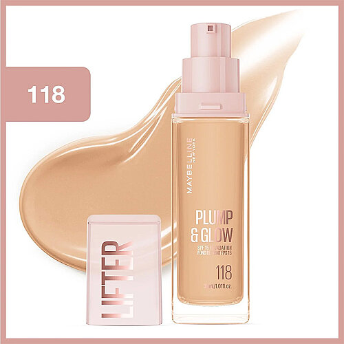 Maybelline New York Lifter Niasinamid ve Hyalüronik Asit İçeren Aydınlatan Fondöten - 118 - 1