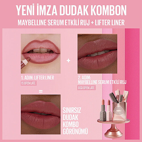 Maybelline New York Serum Etkili Hyaluronik Asit ve Besleyici Yağ İçeren Ruj - 003 Open Late - 6