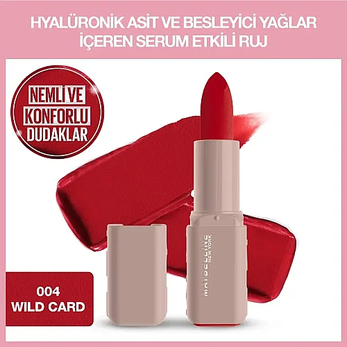 Maybelline New York Serum Etkili Hyaluronik Asit ve Besleyici Yağ İçeren Ruj - 004 Wild Card - 4