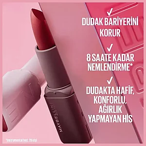 Maybelline New York Serum Etkili Hyaluronik Asit ve Besleyici Yağ İçeren Ruj - 004 Wild Card - 6