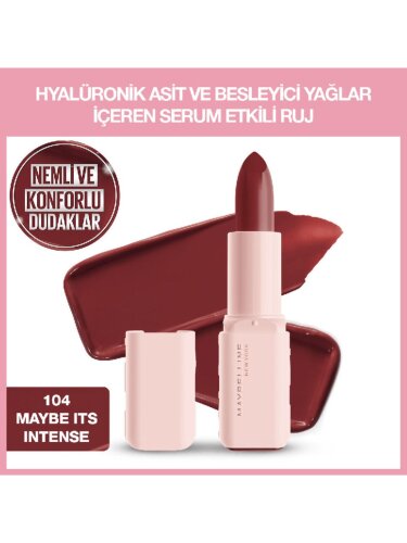 Maybelline New York Serum Etkili Hyaluronik Asit ve Besleyici Yağ İçeren Ruj - 104 Maybe It's Intense - 1