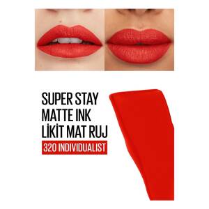 Maybelline New York Super Stay Matte İnk Likit Mat Ruj - 320 İndividualist Kırmızı - 4