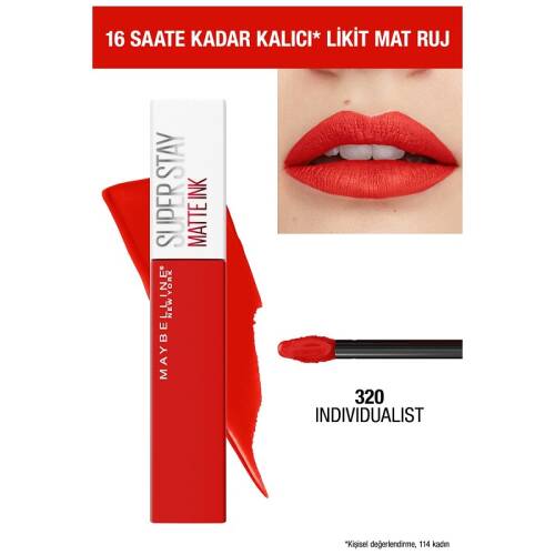 Maybelline New York Super Stay Matte İnk Likit Mat Ruj - 320 İndividualist Kırmızı - 6