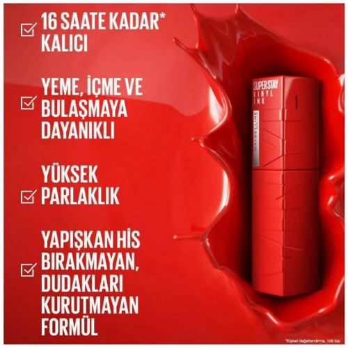 Maybelline Super Stay Vinyl İnk Kalıcı Likit Parlak Ruj - 10 Lippy - 3