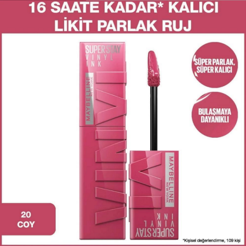 Maybelline Super Stay Vinyl Ink Kalıcı Likit Parlak Ruj - 20 Coy - 1