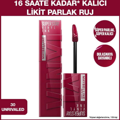 Maybelline Super Stay Vinyl Ink Kalıcı Likit Parlak Ruj - 30 Unrivaled - 1