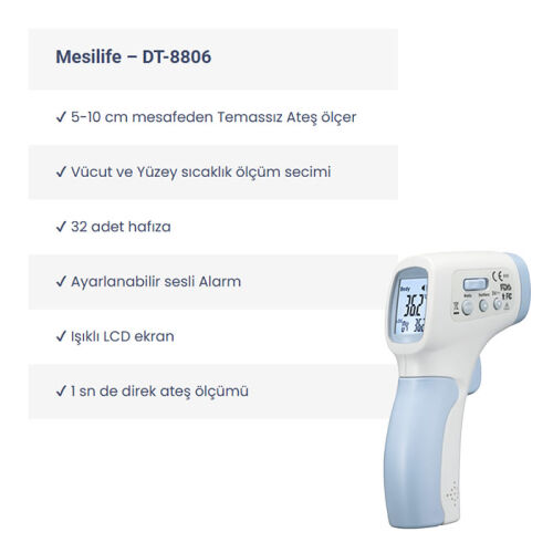 Mesılıfe DT-8806 Temassız Alından Ateş Ölçer - 1