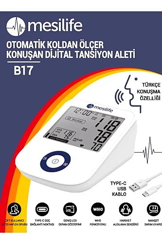Mesilife Otomatik Koldan Ölçer Konuşan Dijital B17 Tansiyon Aleti - 1