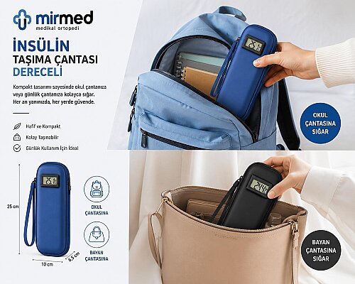 Mirmed İnsülin Taşıma Çantası Dereceli Mavi Renk - 2