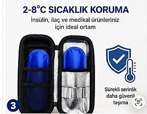 Mirmed İnsülin Taşıma Çantası Dereceli Mavi Renk - 3
