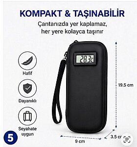 Mirmed İnsülin Taşıma Çantası Dereceli Siyah Renk - 3