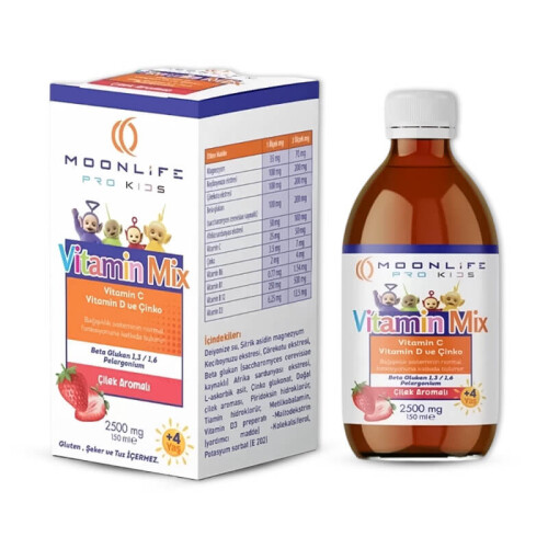 Moon Life Vitamin C ve D Çinko Beta Glukan Çilek Aromalı 150 ml - 1