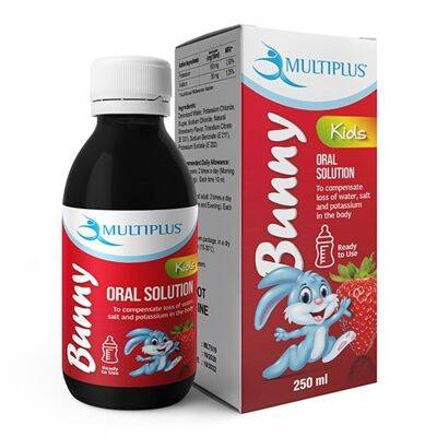 Multiplus Bunny Kids Oral Solüsyon Potasyum ve Sodyum İçeren Sıvı Takviye Edici Gıda 250 ml - 1