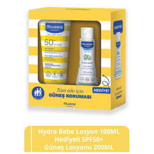 Mustela Güneş Losyonu SPF50 200 ml + Mustela Hydra Bebe 100 ml