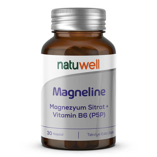 Natuwell Magneline Magnezyum Bisglisinat Magnezyum Sitrat P5p Vitamin B6 - 60 Kapsül - 1