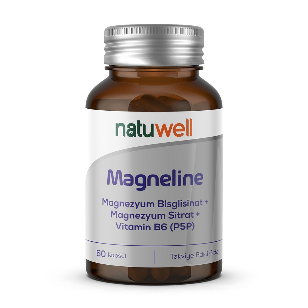 Natuwell Magneline Magnezyum Bisglisinat Magnezyum Sitrat P5p Vitamin B6 - 60 Kapsül