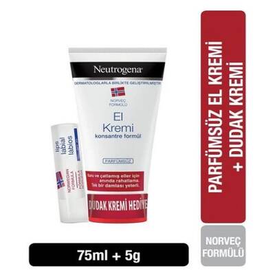 Neutrogena El Kremi Parfümsüz 75 ml + Dudak Koruyucu Hediyeli - 1