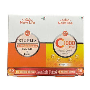New Life C1000 Plus 30 Tablet + New Life B12 Plus Methyl 60 Tablet - Avantaj Paketi