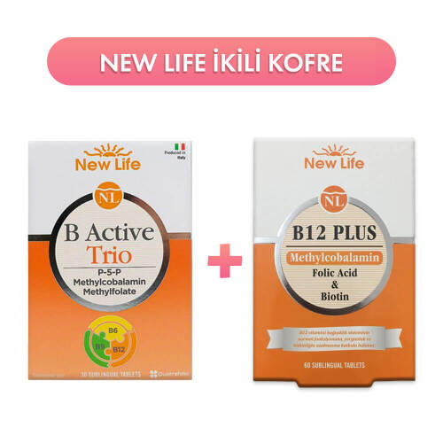 New Life Metilkobalamin B12 Plus 1000 Mcg 60 Dilaltı Tablet & B Active Trio 30 Tablet - 1