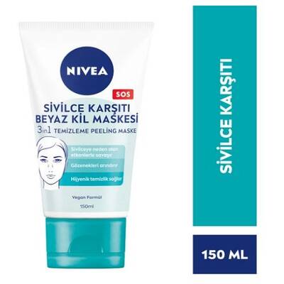 Nivea 3 in 1 Sivilce Karşıtı Beyaz Kil Maskesi 150 ml - 1