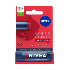 Nivea Caring Beauty Spf30 Renkli Dudak Kremi ve Yanak Balmı Red 4.8 gr - 1