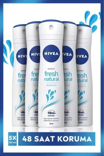 Nivea Fresh Natural Kadın Deodorant Sprey 150ml 5 Adet - 1