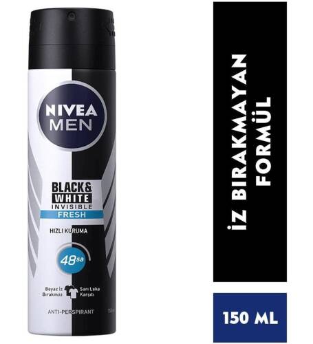 Nivea Invisible for Black & White Deodorant (Fresh) Erkek 150 ml - 1