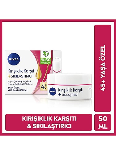 Nivea Kırışıklık Karşıtı + Sıkılaştırıcı Yaş 45+ Yüz Bakım Kremi 50 ml - 1